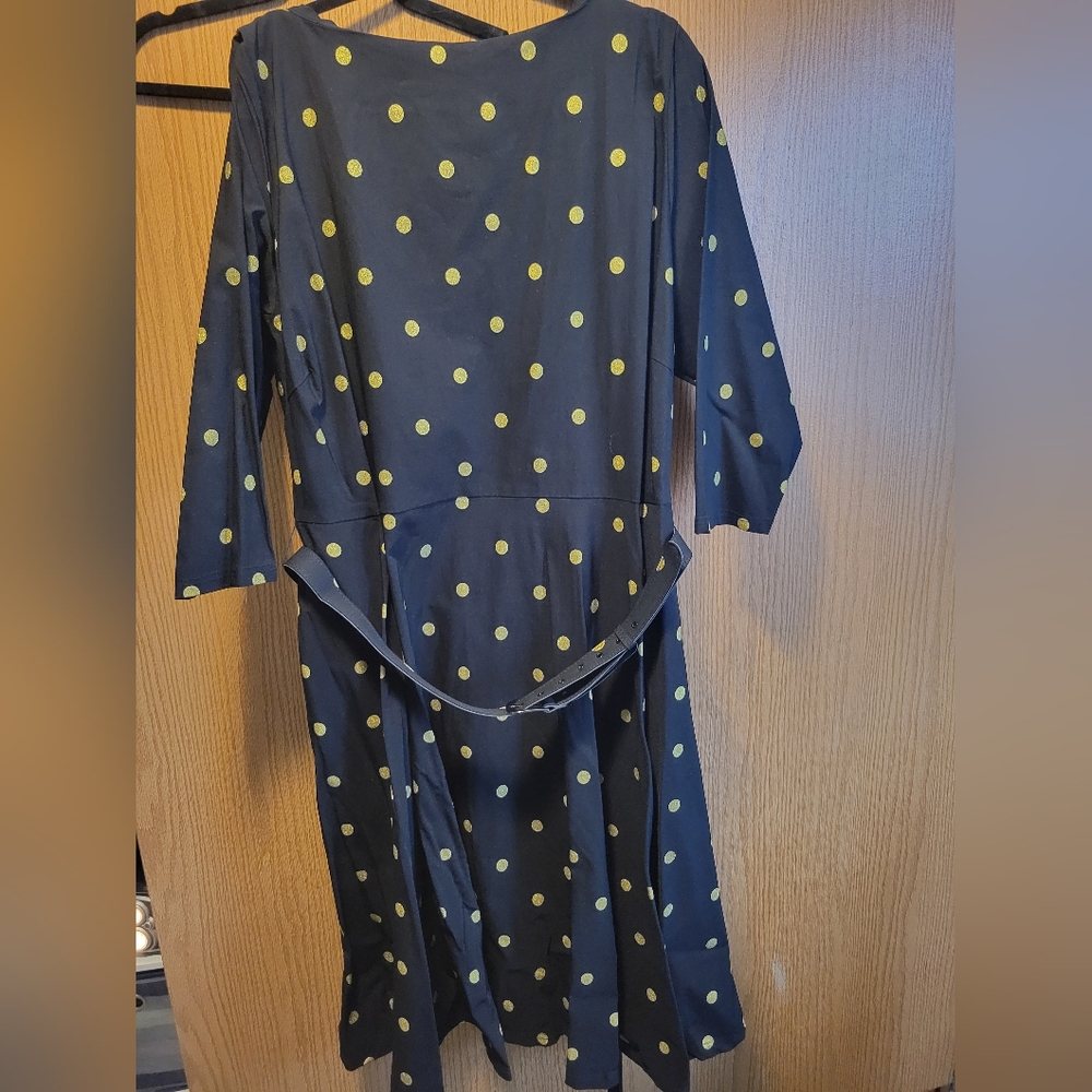 Unique Vintage polka dot black and gold dress
